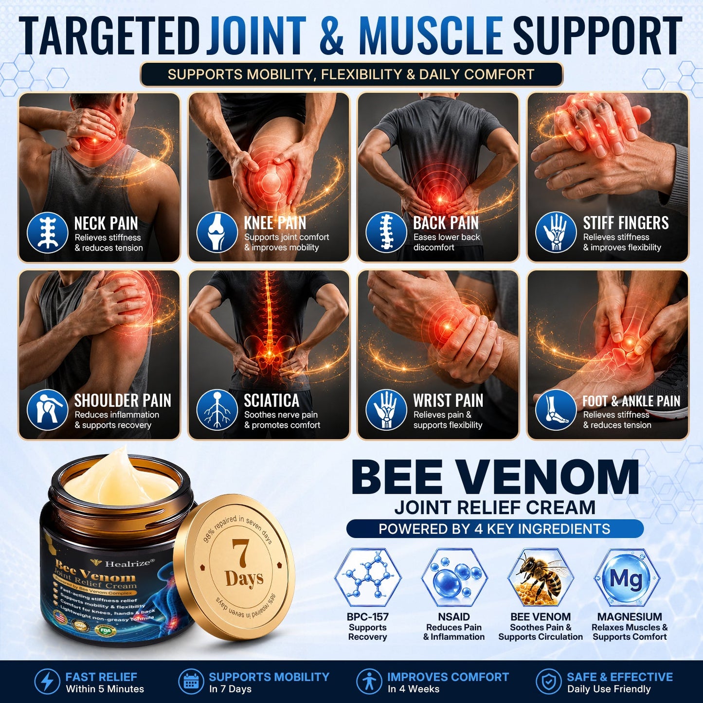 𝐇еа𝐥𝐫𝐢𝐳е® 🌿𝐁ее 𝐕е𝐧𝐨𝐦 𝐉𝐨𝐢𝐧𝐭 𝐑е𝐥𝐢е𝐟 𝐂𝐫еа𝐦 🌿Fast-Acting Comfort for Stiff Knees, Hands, Back & Everyday Joint Discomfort