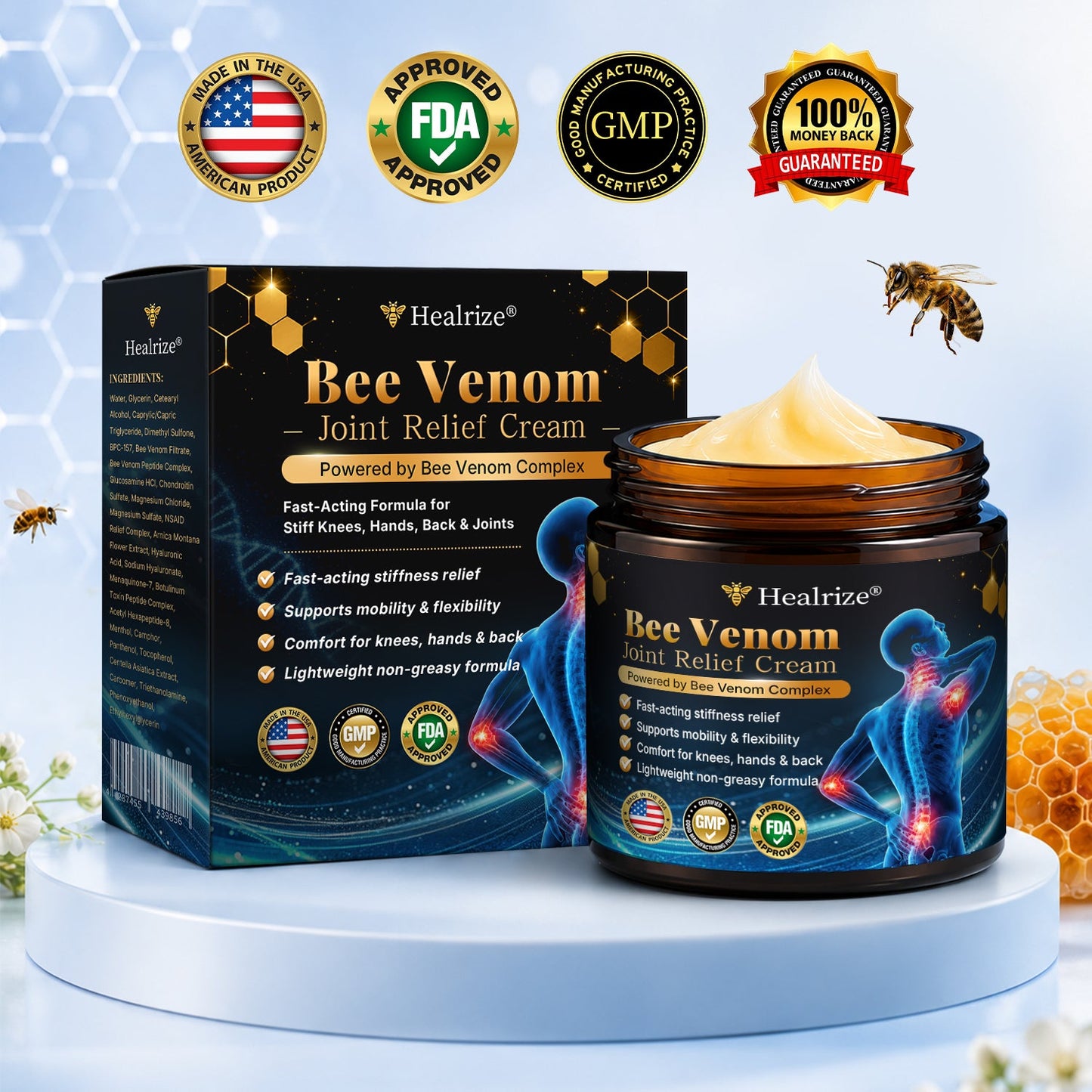 𝐇еа𝐥𝐫𝐢𝐳е® 🌿𝐁ее 𝐕е𝐧𝐨𝐦 𝐉𝐨𝐢𝐧𝐭 𝐑е𝐥𝐢е𝐟 𝐂𝐫еа𝐦 🌿Fast-Acting Comfort for Stiff Knees, Hands, Back & Everyday Joint Discomfort