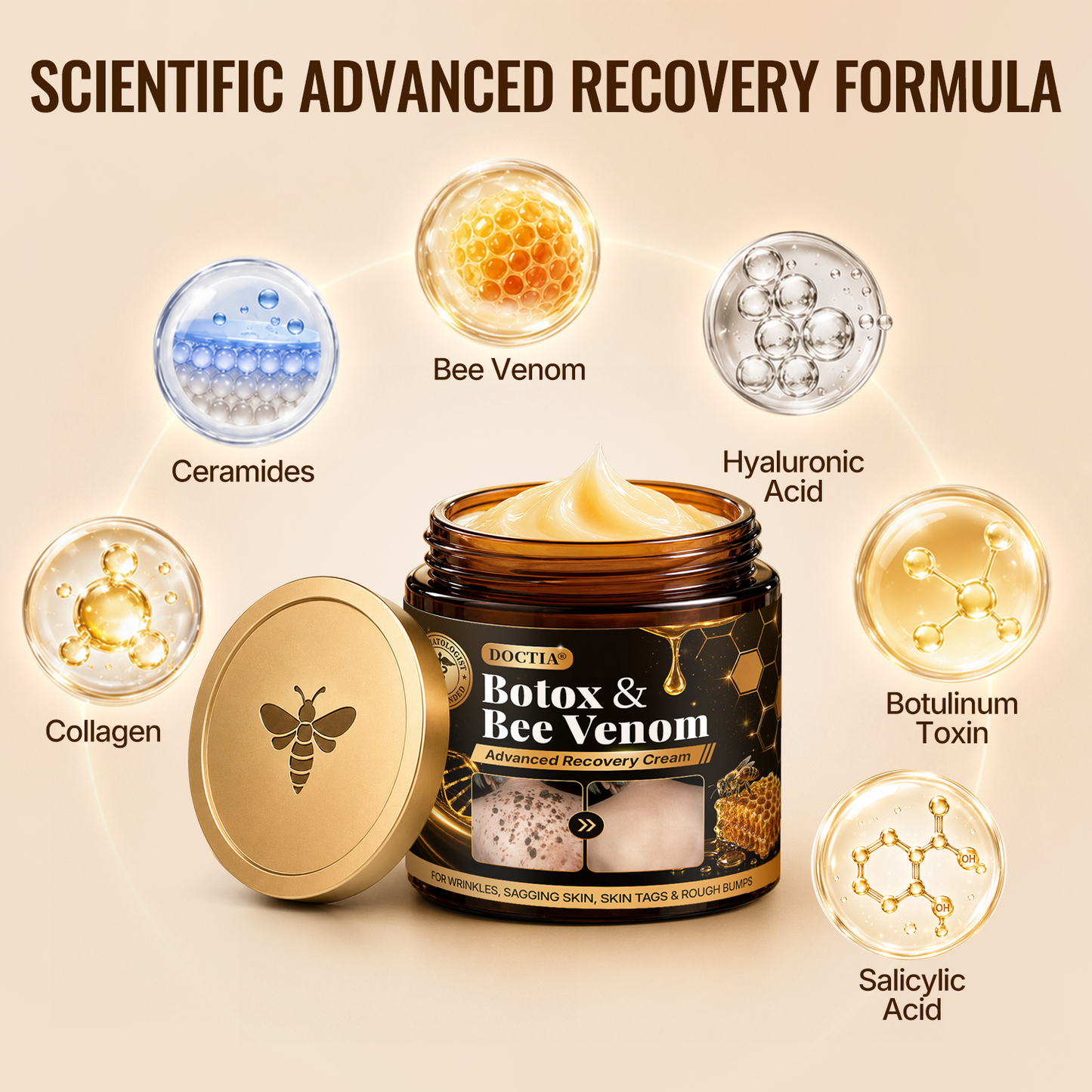 【Made and Shipped from US】🚀  DOCTIA® Botox & Bee Venom Advanced Recovery Cream—For Wrinkles, Sagging Skin, Skin Tags & Rough Bumps⚡